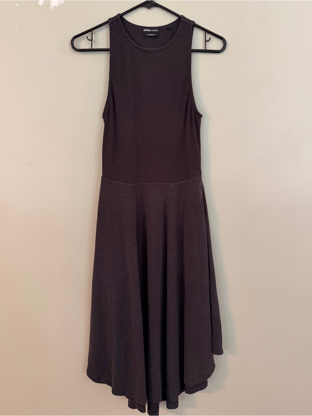 Prana SMALL Black Sleeveless Flared Midi Dress EUC 😍